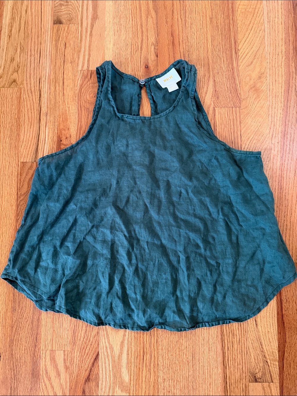 Maeve Anthropology Forest Green 100 % Linen Tank Top S